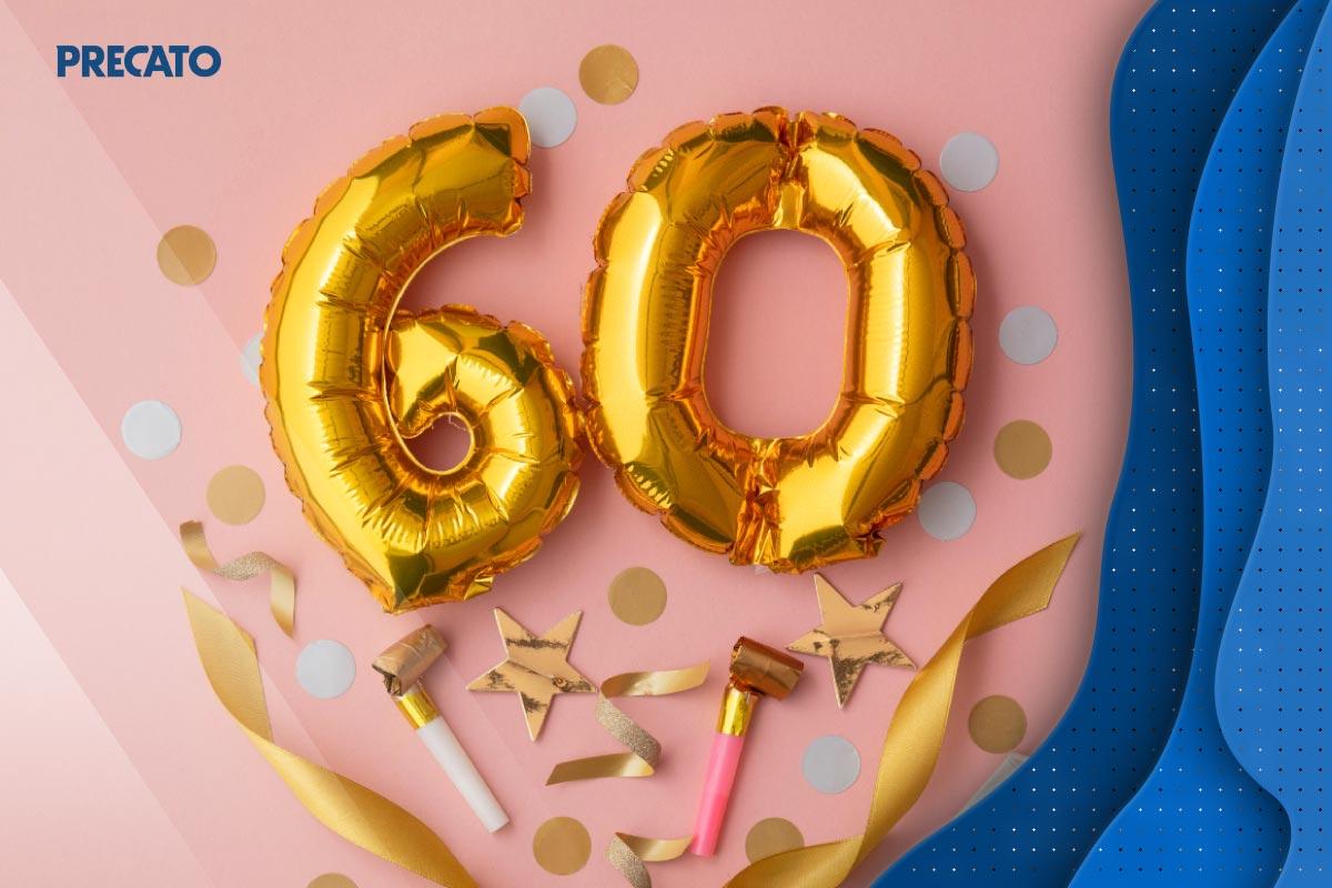 balões de aniversário de 60 anos. Imagem ilustrativa para texto quem faz 60 anos em 2022 pode se aposentar.